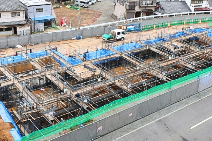 地足場の組み立て状況
